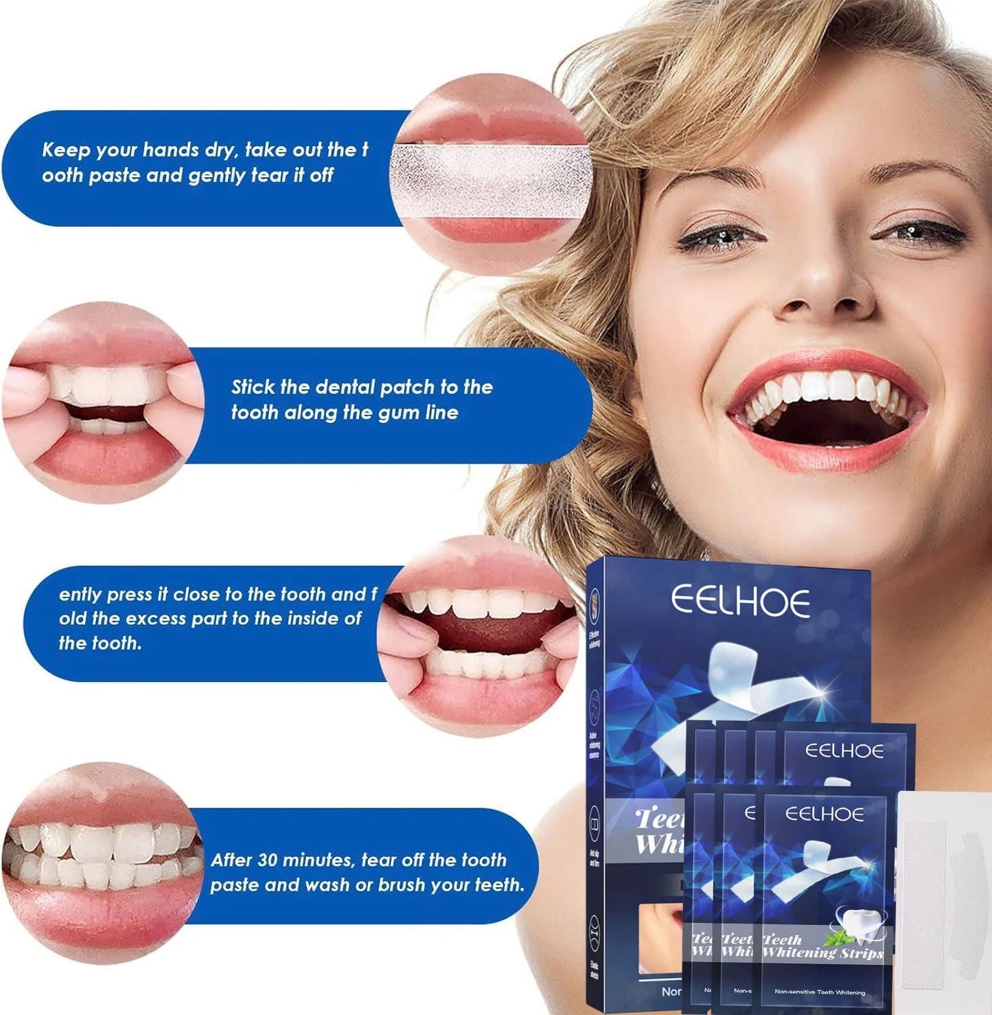 Teeth Whitening Strips For Teeth Mint Flavour 7 Pairs (14 Strips)