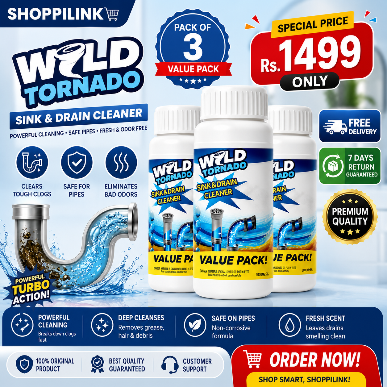 Instant Sink & Drain Cleaner Powder (PACK OF 3) Bumper Offer 60% OFF